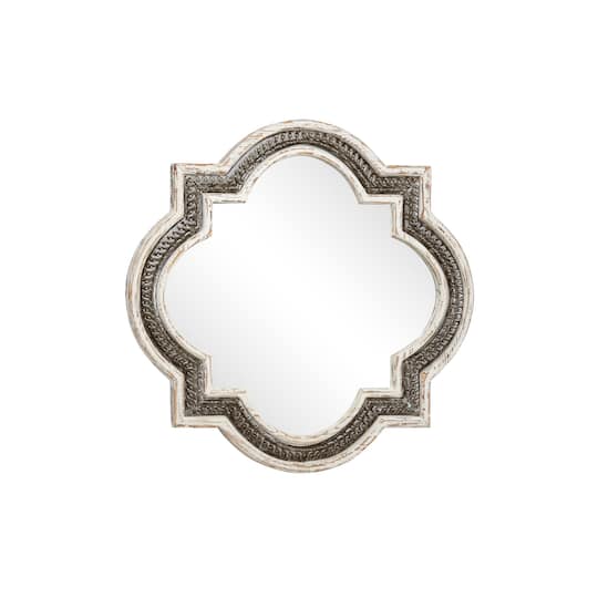 White Farmhouse Wood Wall Mirror, 30" x 30"